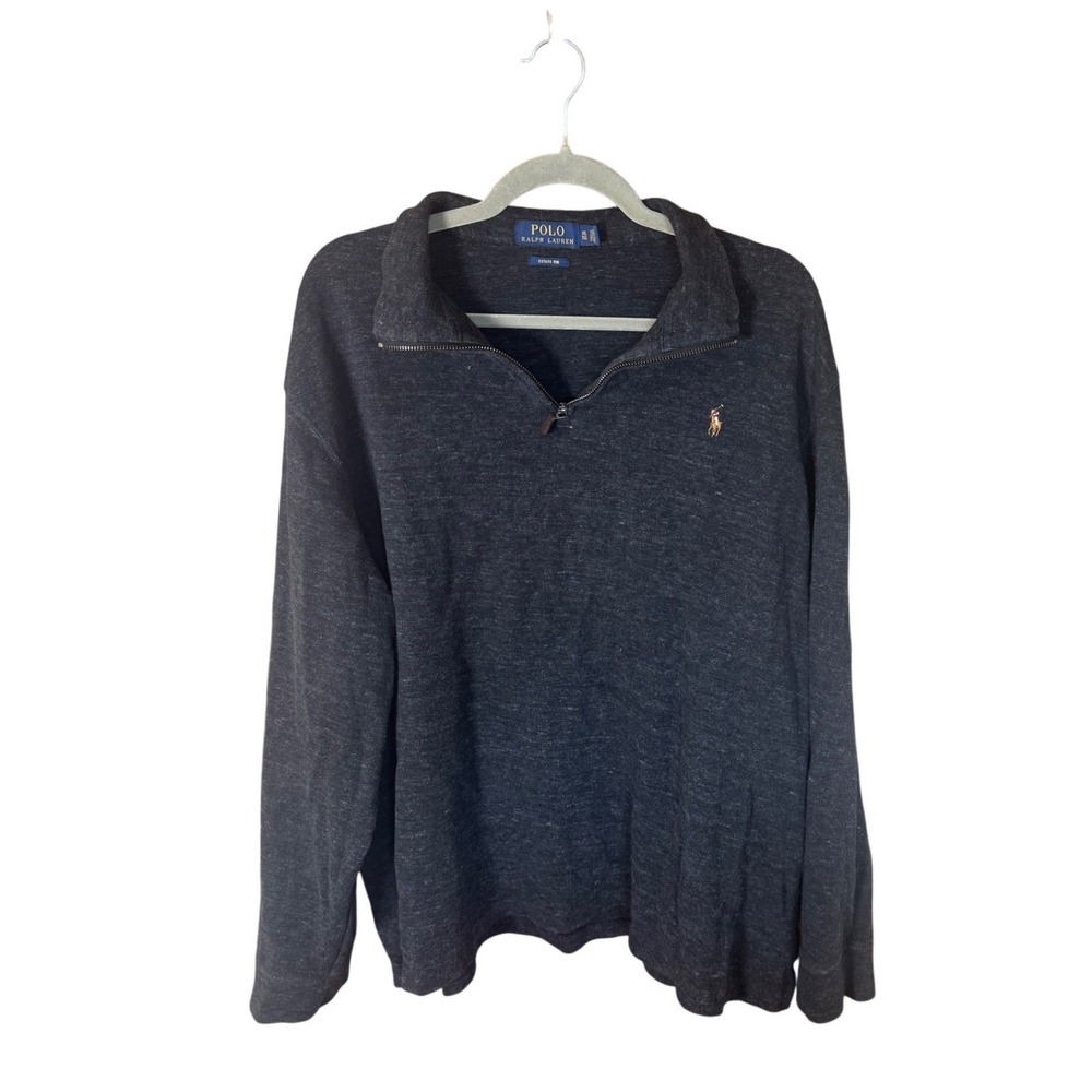 Polo Ralph Lauren 1/4 Quarter Zip Pullover Mens XL Gray Estate Rib Knit Classic